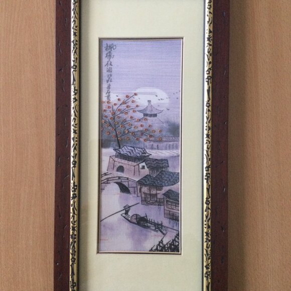 4 Pcs Vintage Chinese 4 season thread embroidery art handmade solid wood frame - Picture 7 of 10